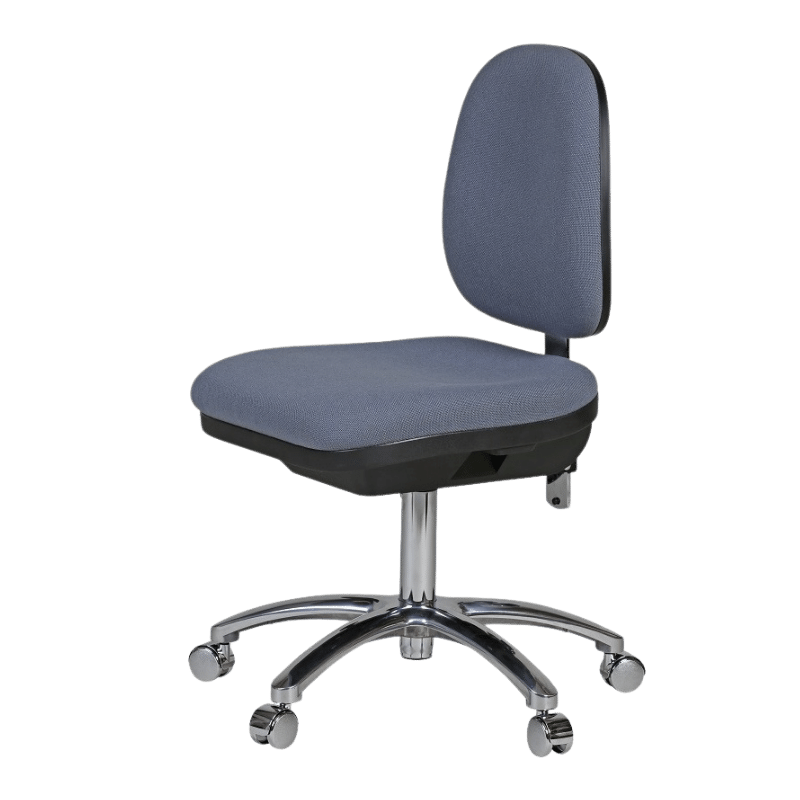 7P Cleanroom ESD Chair - Aluminium Base - Metal Castor - Blue