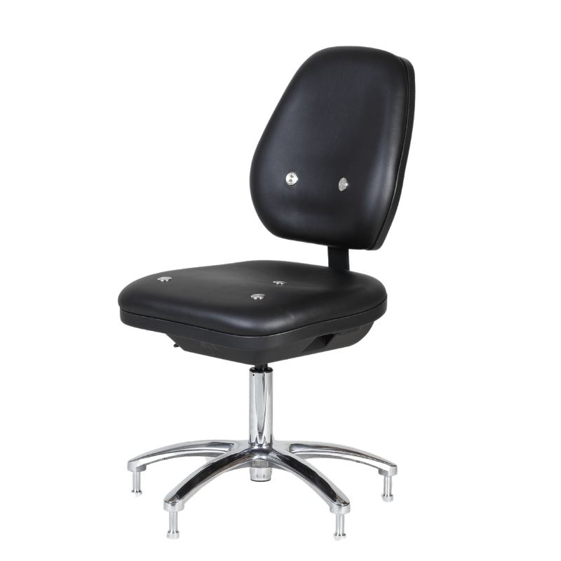 9G Cleanroom ESD Chair - Aluminium Base - Metal Glides - Black