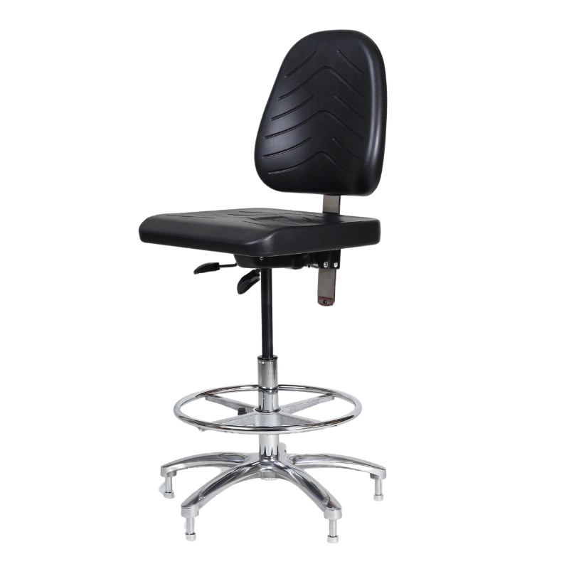 P8 Cleanroom ESD Chair - Footring - Aluminium Base - Metal Glides