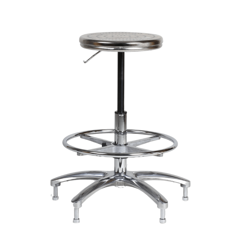Technical S2 Stainless Steel Stool - Footring - Aluminium Base - Metal Glides