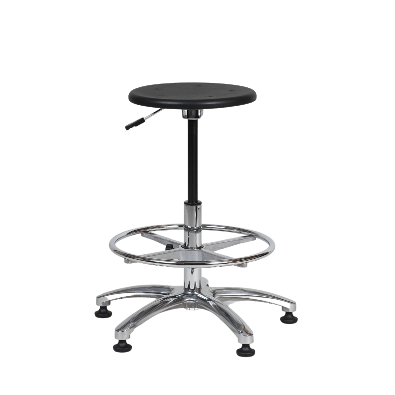 Technical S3 Cleanroom ESD PU Stool - Footring - Aluminium Base - Glides