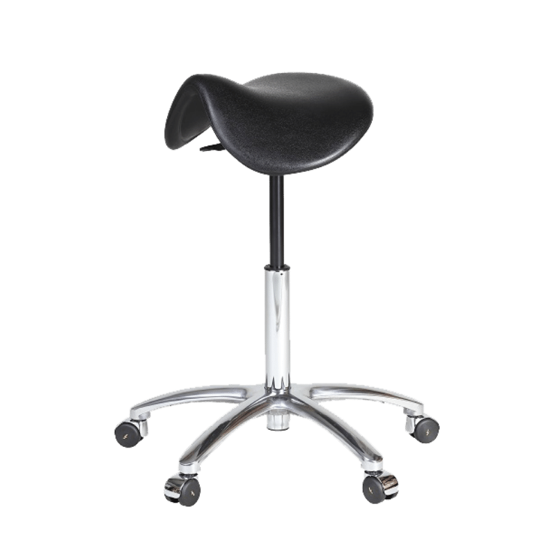 Technical S5 Clearnroom ESD Saddle Stool - Aluminium Base - ESD Castors